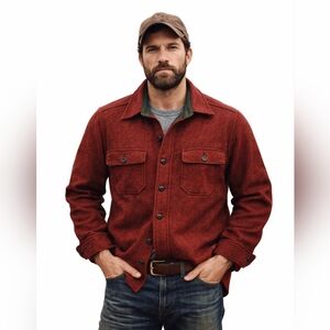 Eddie Bauer Vintage Wool Shacket Chore Barn Expedition Outfitter Men's Large Red